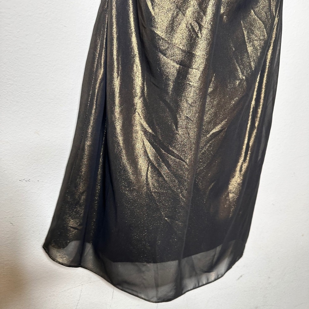 Sheike Black Gold Metallic Strapless Draped Cocktail Dress Size 12 Au / 8 US - Picture 3 of 9
